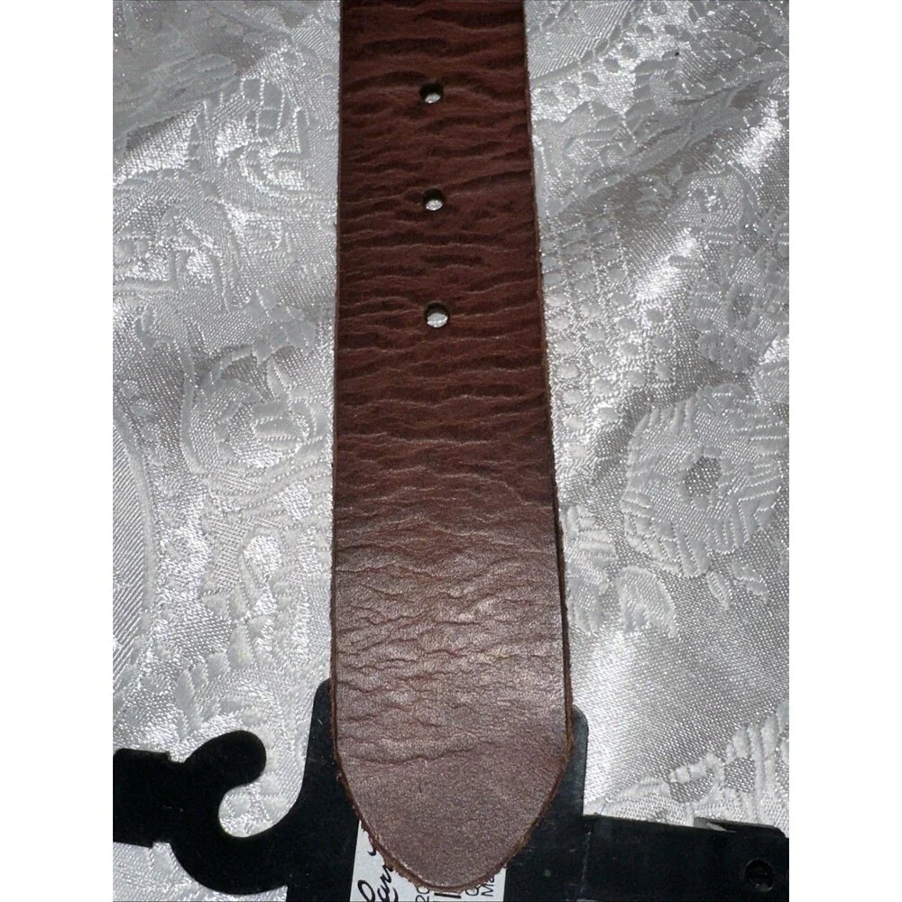Larry Mayan SZ 8 Western Brown Leather Belt Bucking Bronco Buckle Mens